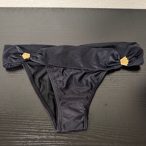 Sofia Black Bikini Bottom with Gold Accents